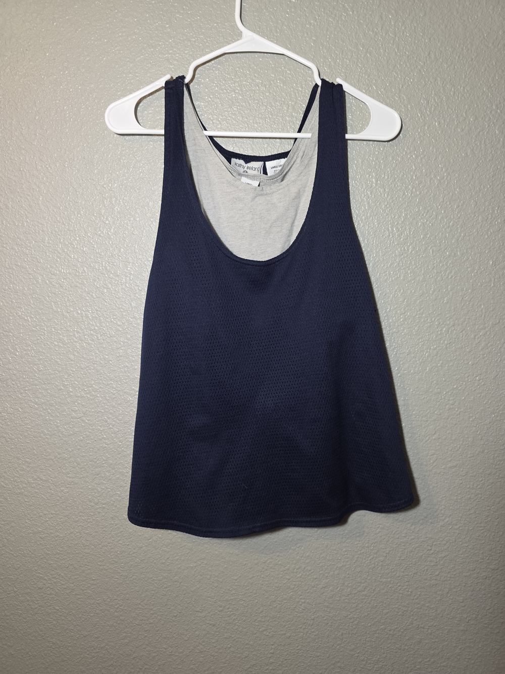 kathy ireland Navy Layered Racerback Tank with Light Gray Inner